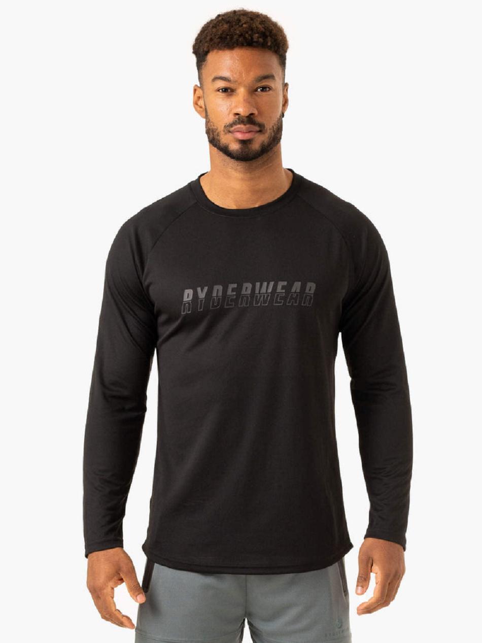 Black Men's Ryderwear Overdrive Long Sleeve Top Top | REH92943