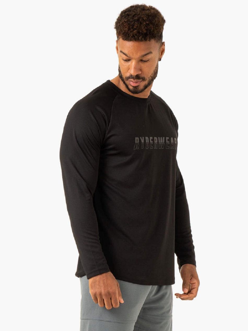 Black Men's Ryderwear Overdrive Long Sleeve Top Top | REH92943