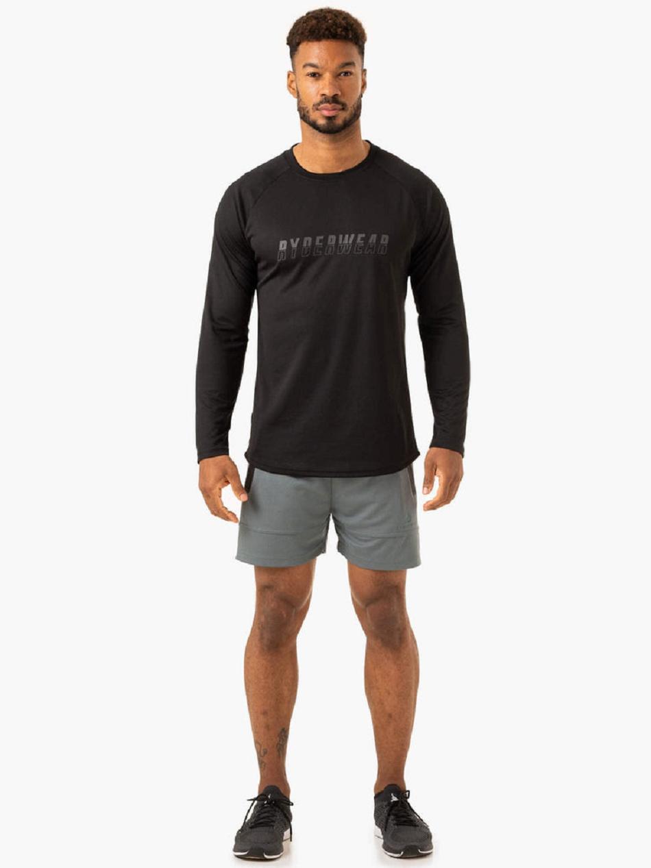 Black Men's Ryderwear Overdrive Long Sleeve Top Top | REH92943