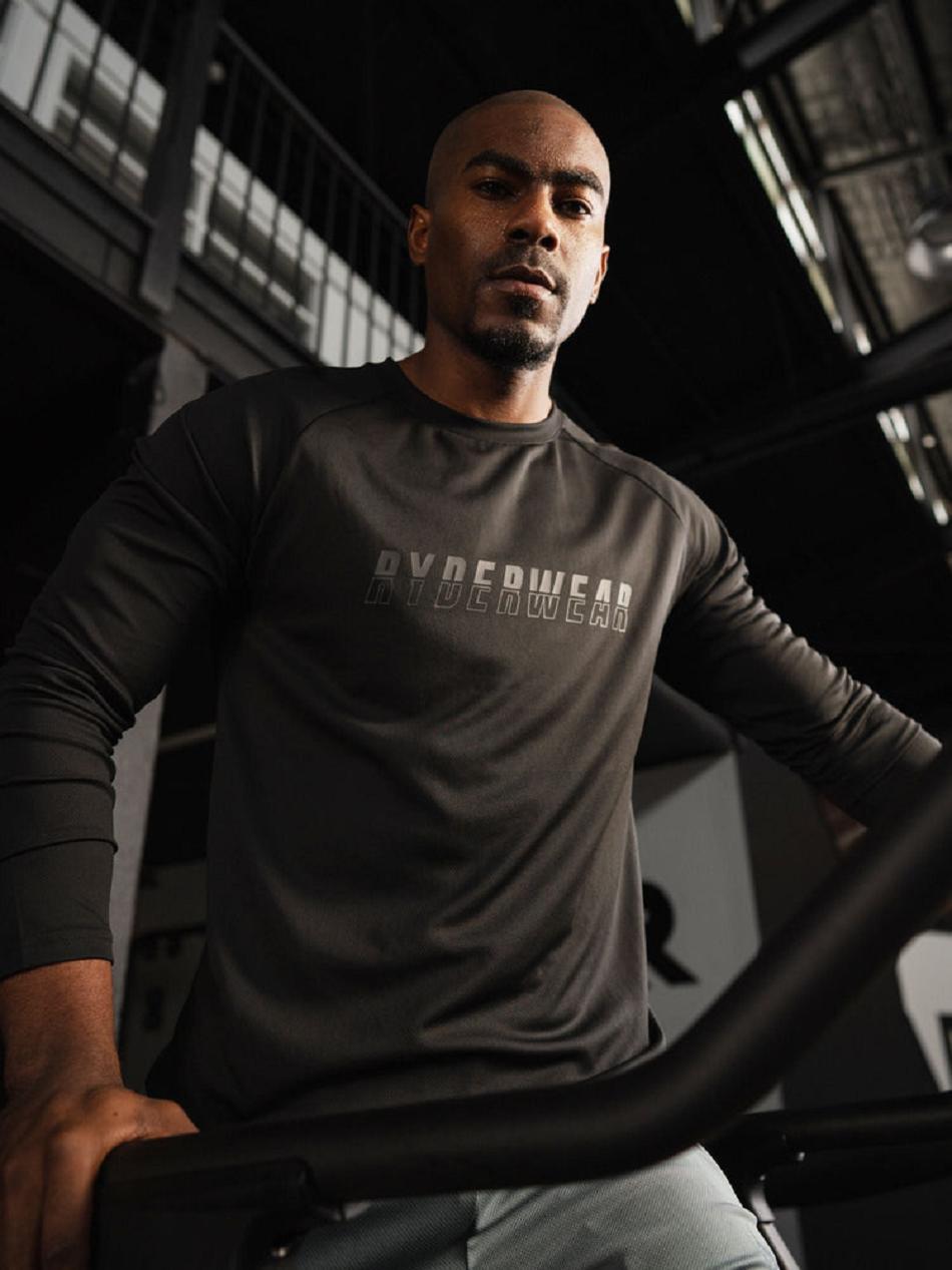 Black Men\'s Ryderwear Overdrive Long Sleeve Top Top | REH92943