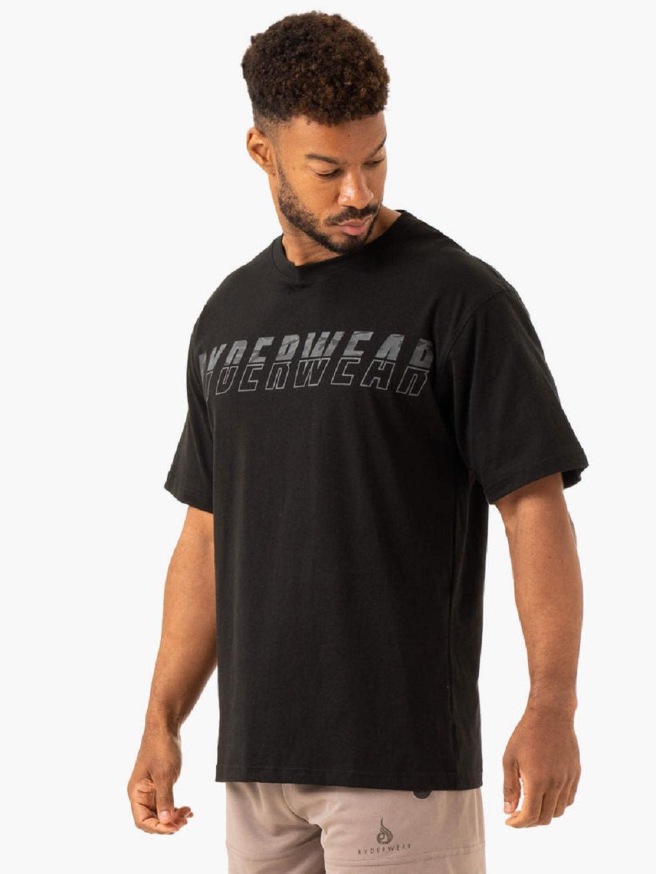 Black Men's Ryderwear Overdrive Oversized T-shirt | 89YR85715