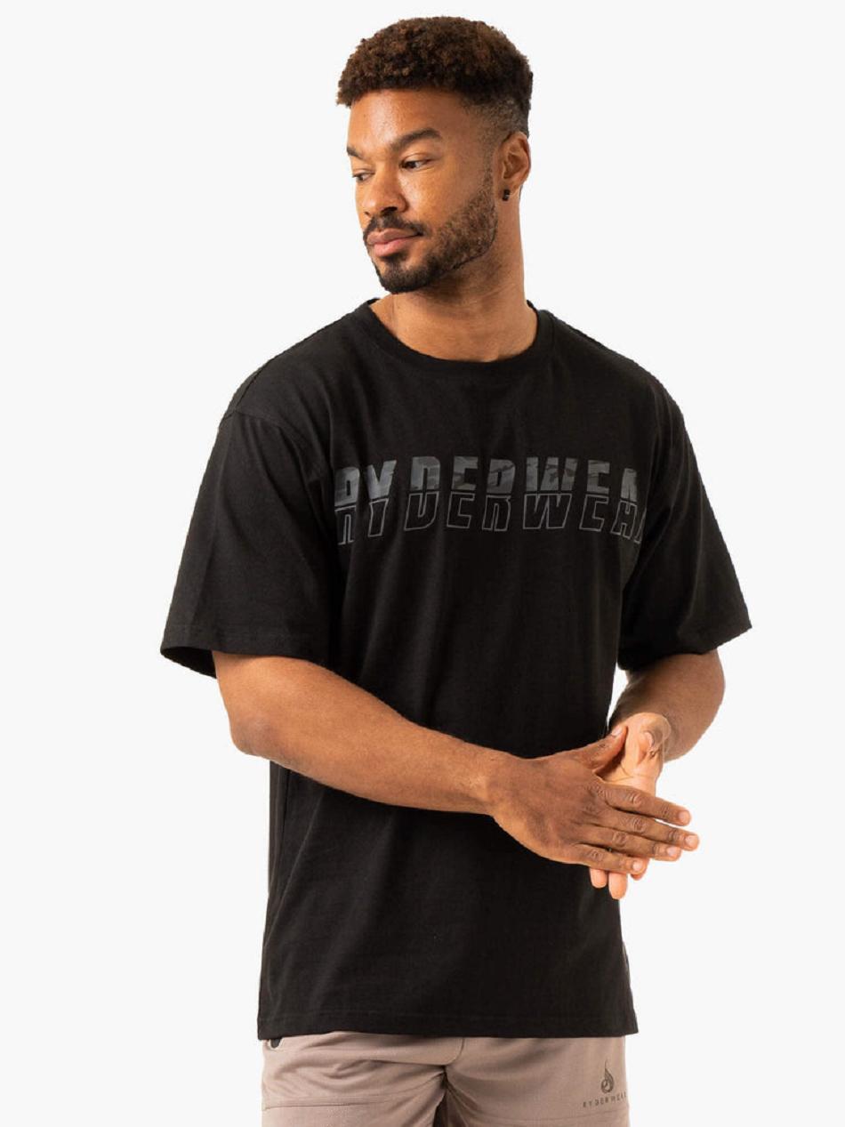 Black Men\'s Ryderwear Overdrive Oversized T-shirt | 89YR85715