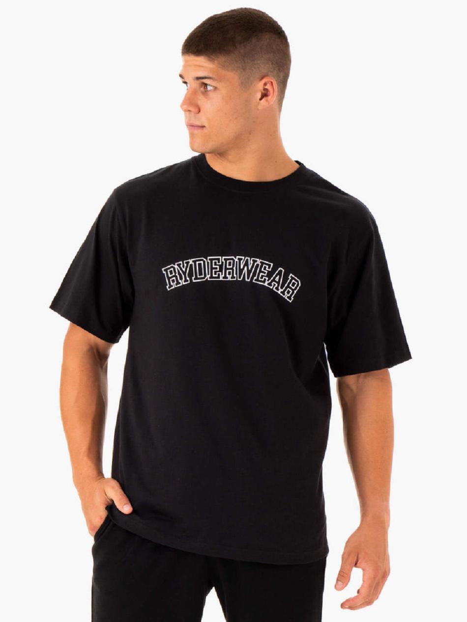 Black Men\'s Ryderwear Oversized T-shirt | DF8329088