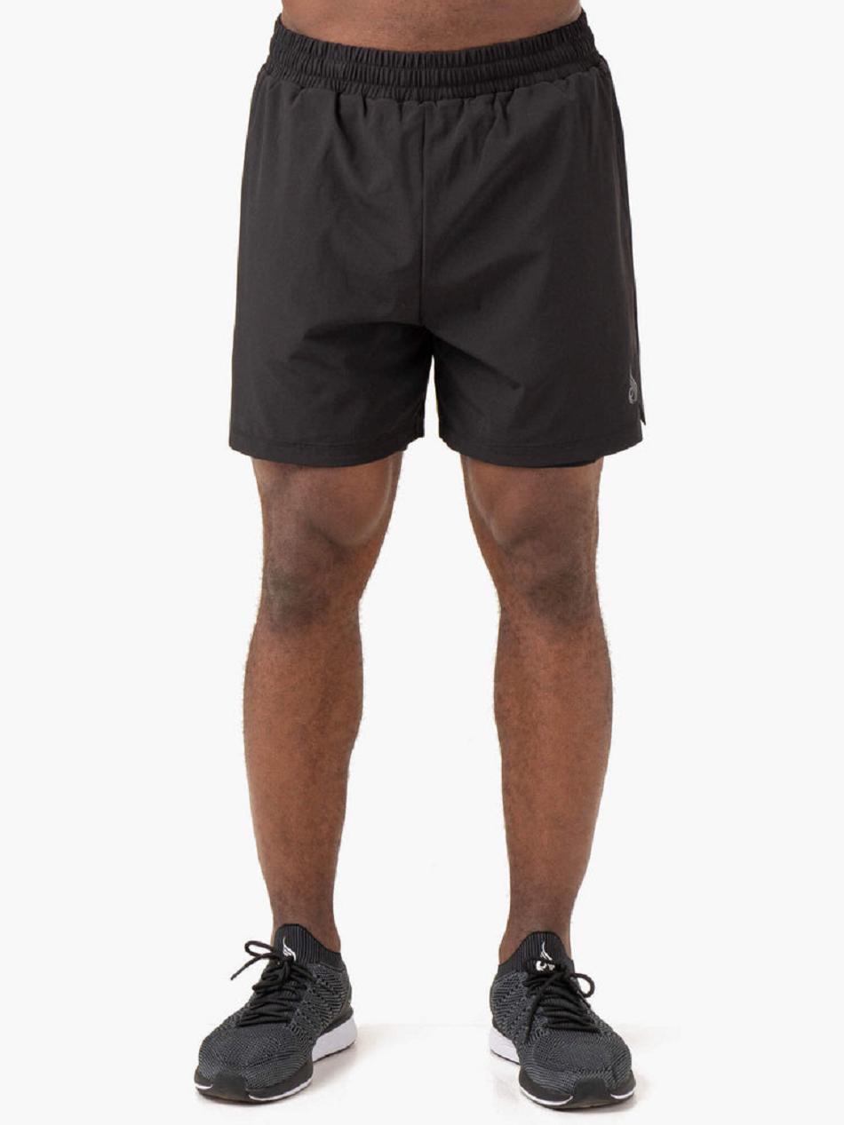 Black Men's Ryderwear Pursuit 2 In 1 Training Shorts | REH38482