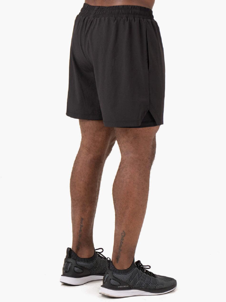 Black Men's Ryderwear Pursuit 2 In 1 Training Shorts | REH38482