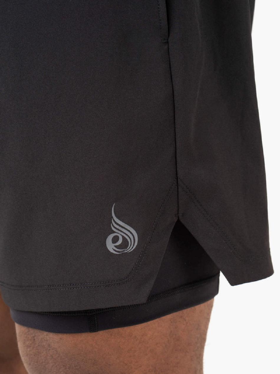 Black Men's Ryderwear Pursuit 2 In 1 Training Shorts | REH38482