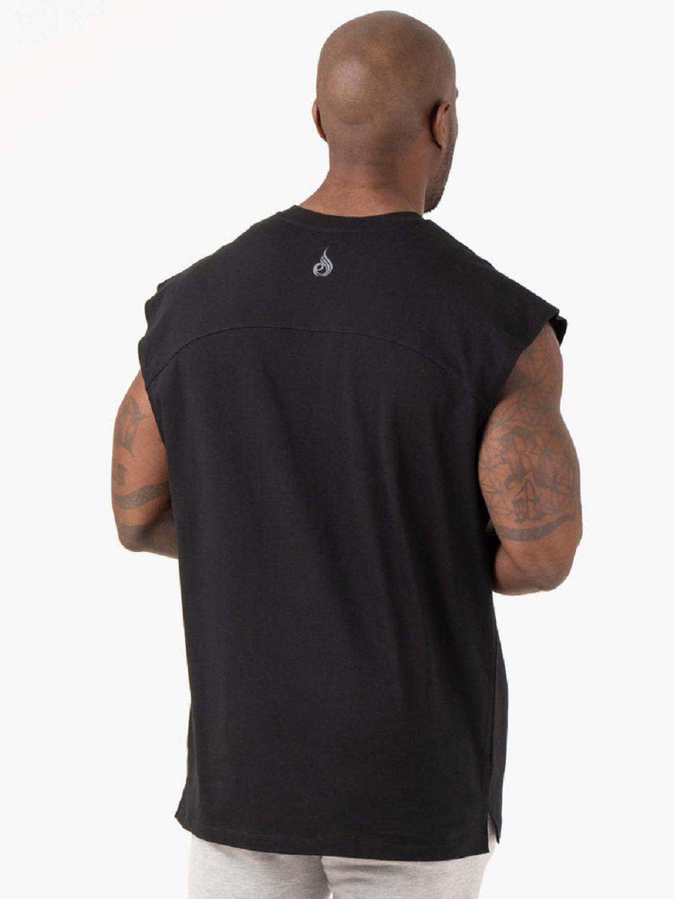 Black Men's Ryderwear Pursuit Wide Cut Tank Top | 151IV26246