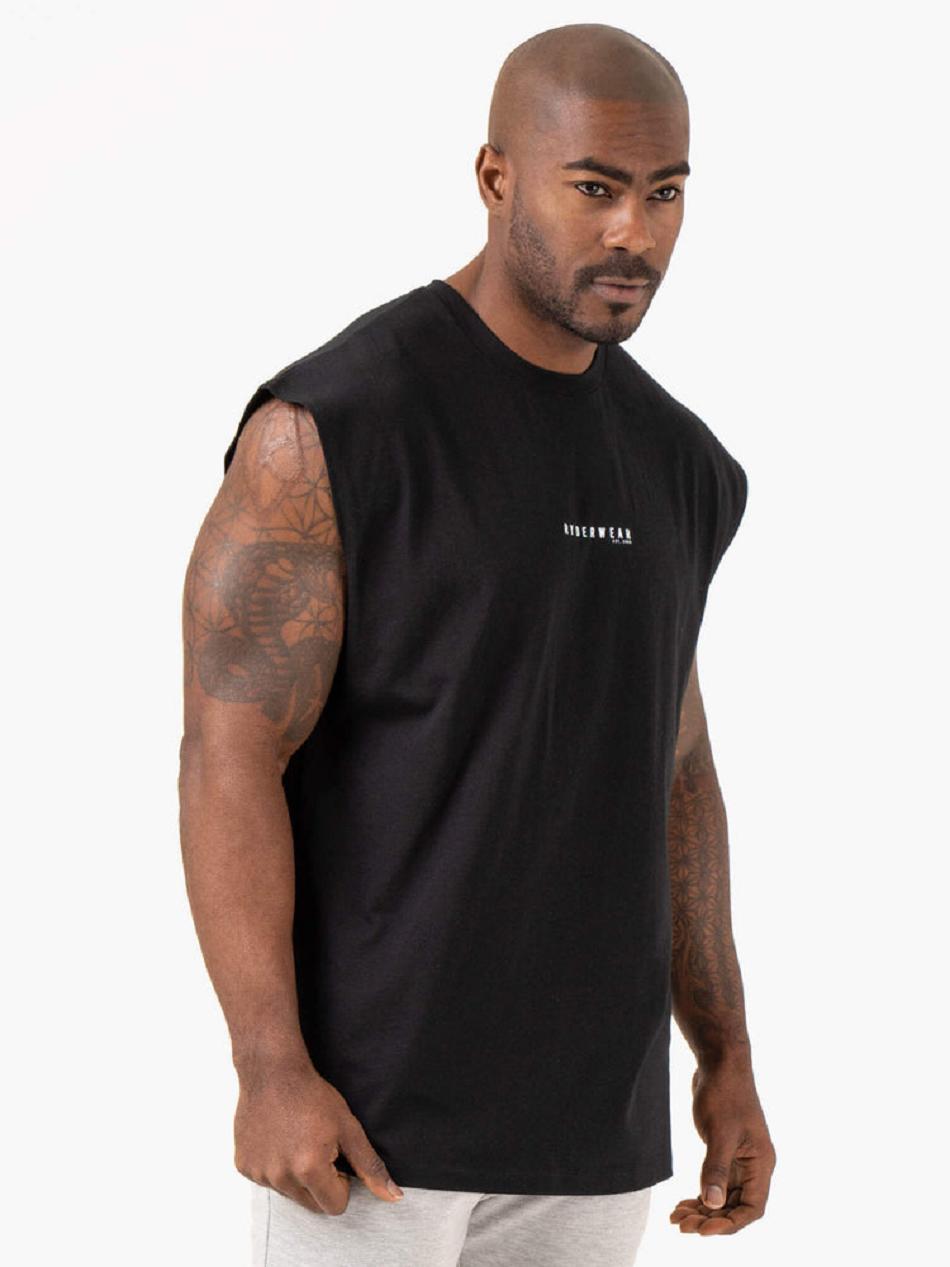 Black Men's Ryderwear Pursuit Wide Cut Tank Top | 151IV26246