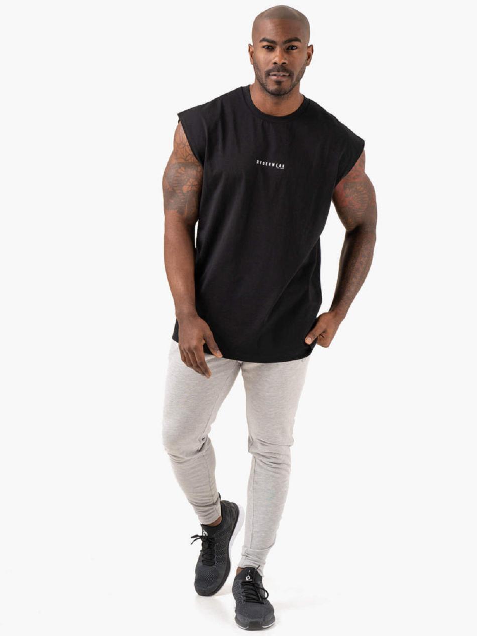 Black Men's Ryderwear Pursuit Wide Cut Tank Top | 151IV26246