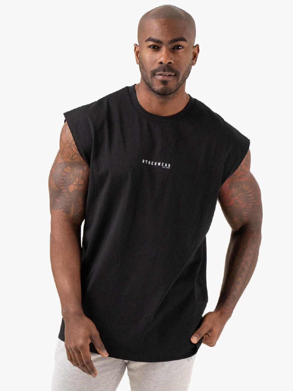 Black Men\'s Ryderwear Pursuit Wide Cut Tank Top | 151IV26246