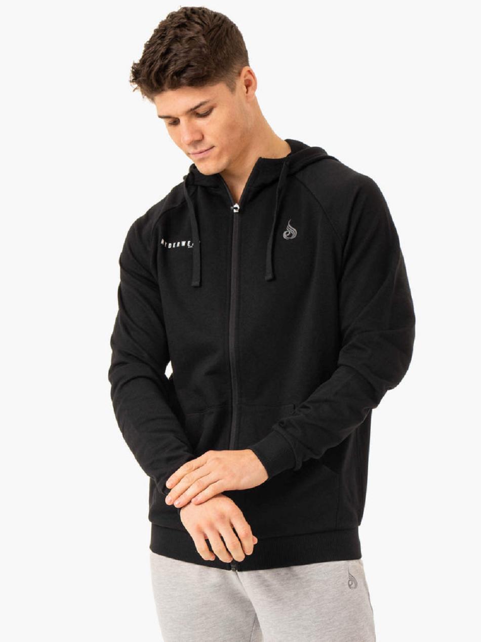 Black Men's Ryderwear Pursuit Zip Up Hoodie Top | 67U8795469