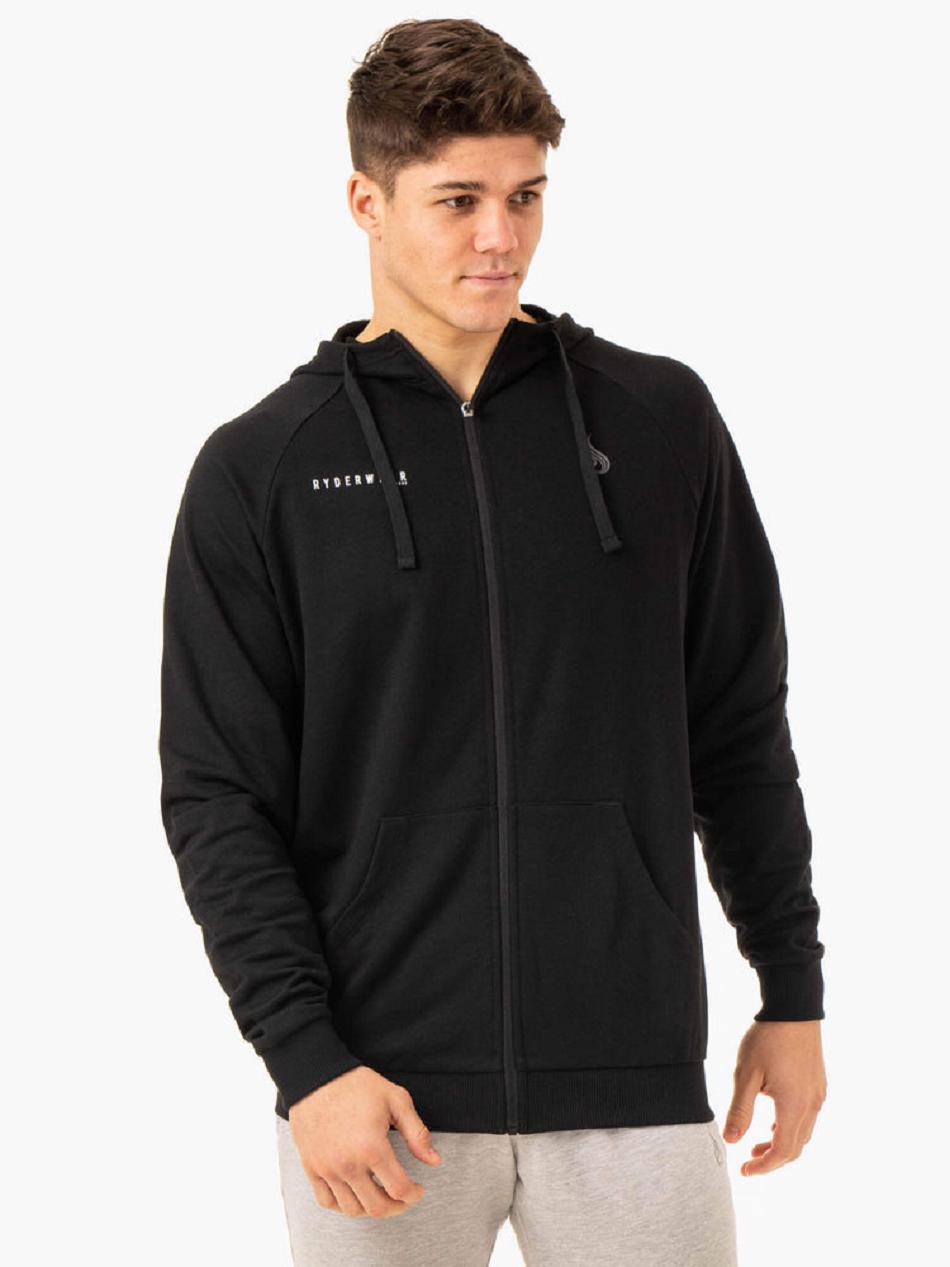 Black Men's Ryderwear Pursuit Zip Up Hoodie Top | 67U8795469