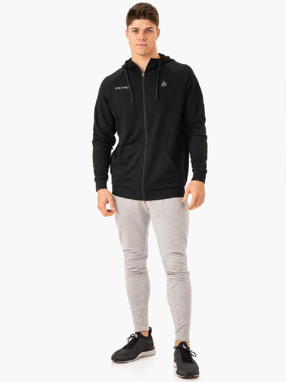 Black Men's Ryderwear Pursuit Zip Up Hoodie Top | 67U8795469