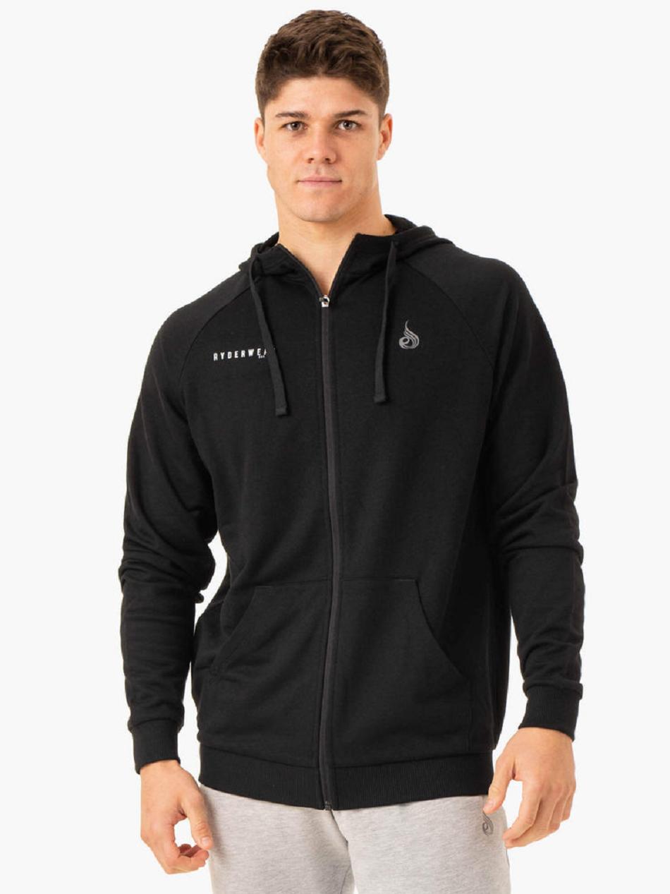 Black Men\'s Ryderwear Pursuit Zip Up Hoodie Top | 67U8795469