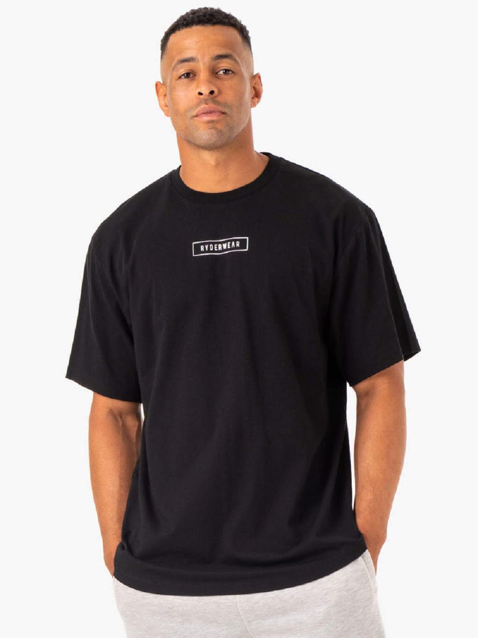 Black Men\'s Ryderwear Recharge T-Shirt Top | TNTY94353