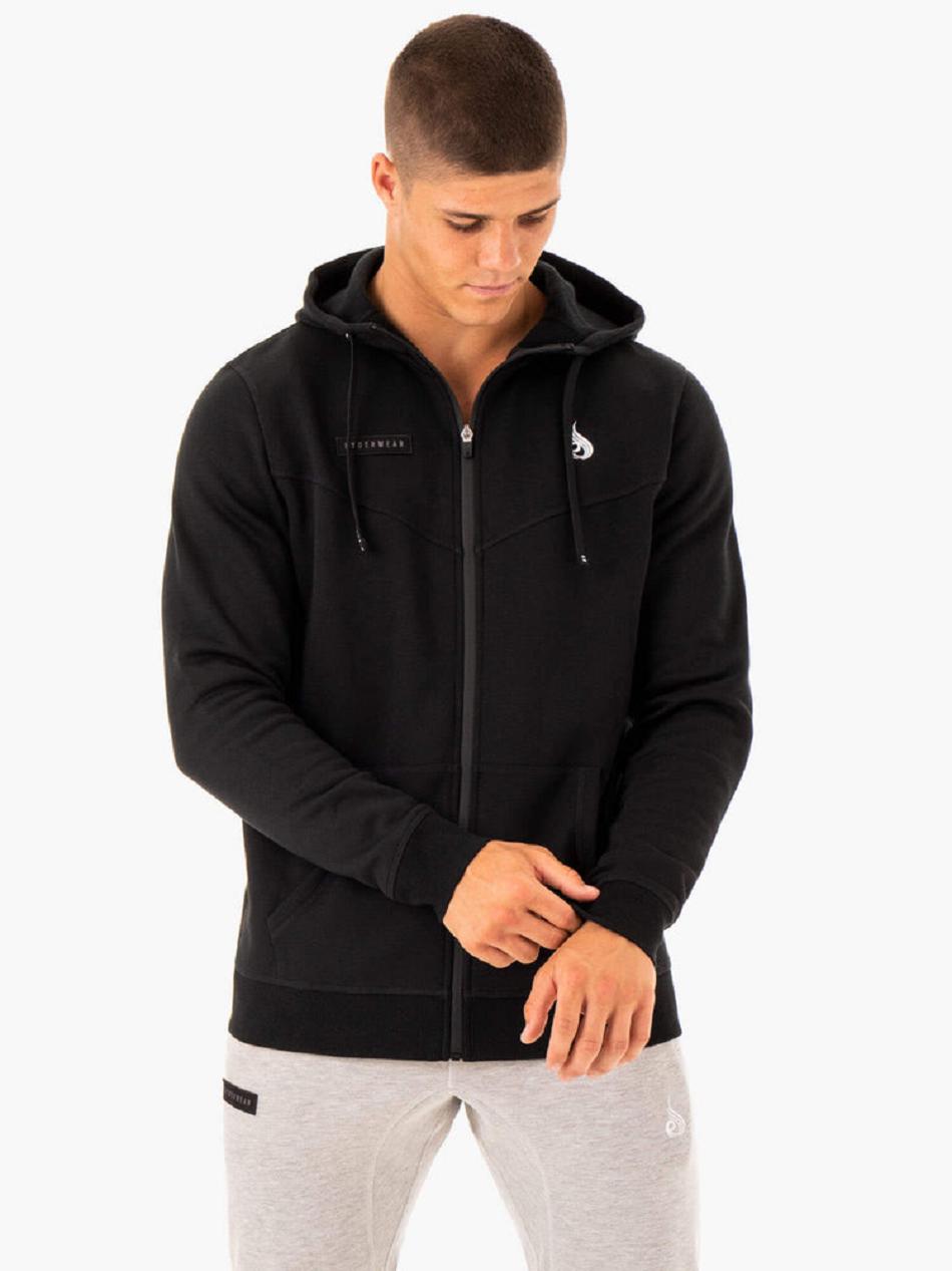 Black Men's Ryderwear Recharge Zip Up Hoodie Top | 650Y42286