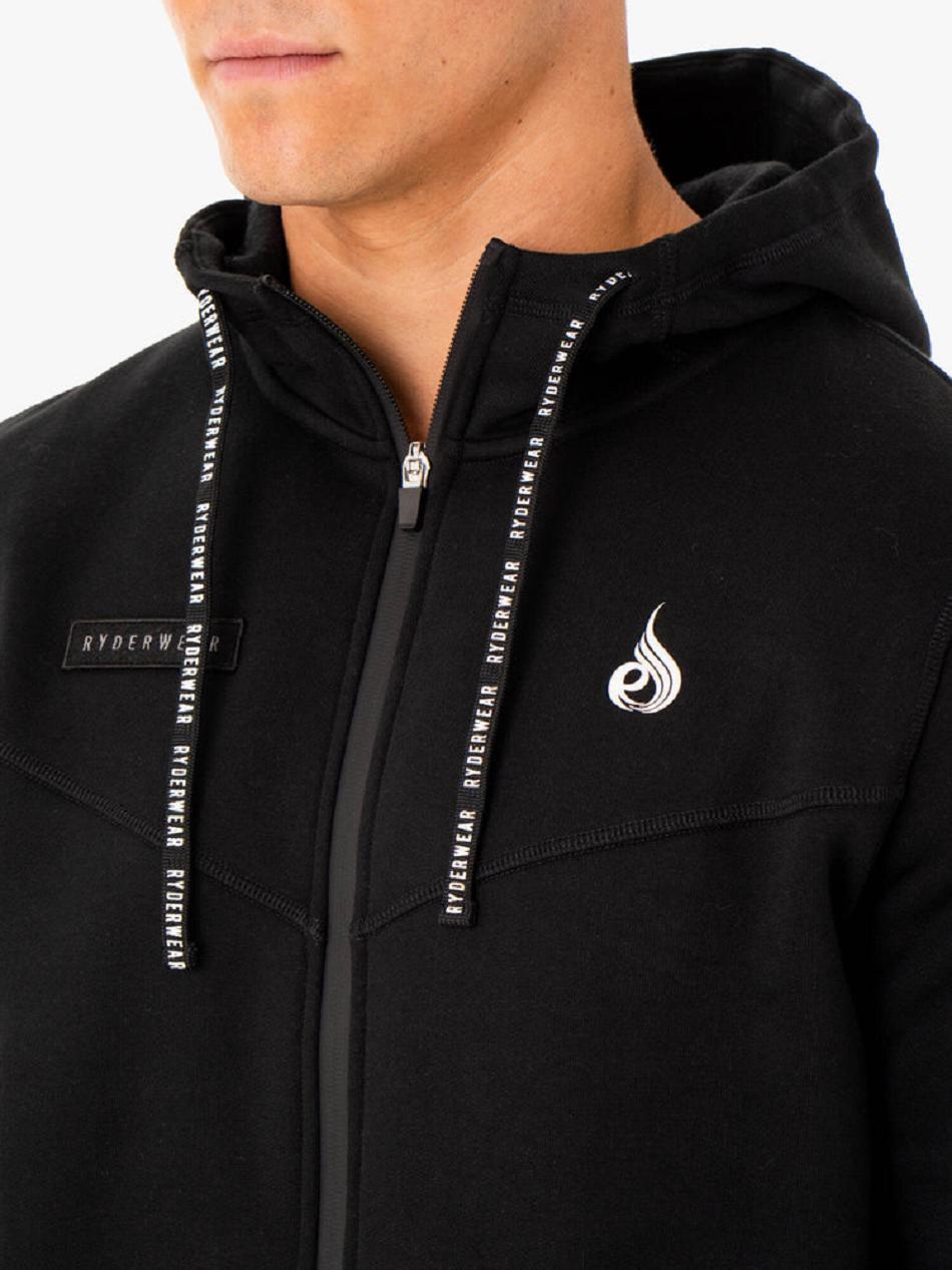 Black Men's Ryderwear Recharge Zip Up Hoodie Top | 650Y42286