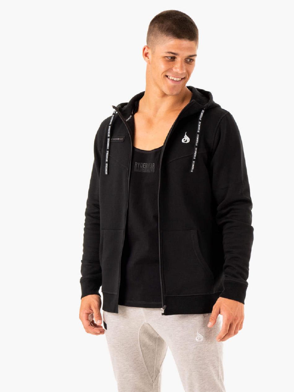 Black Men's Ryderwear Recharge Zip Up Hoodie Top | 650Y42286