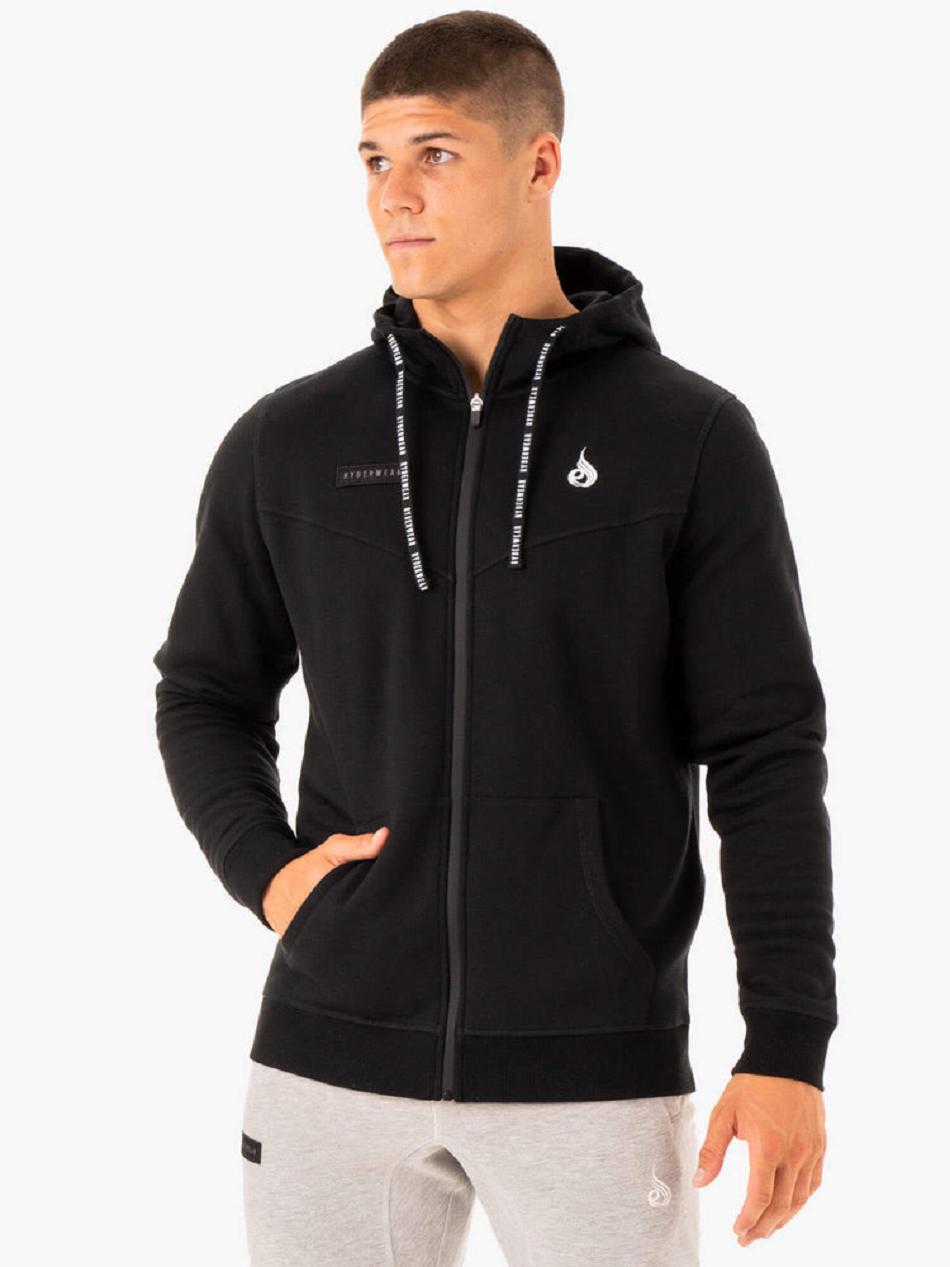 Black Men\'s Ryderwear Recharge Zip Up Hoodie Top | 650Y42286