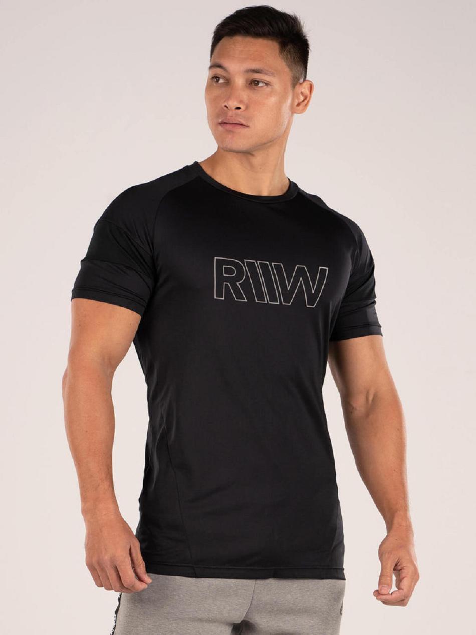 Black Men's Ryderwear Shield T-Shirt Top | 85NG99995