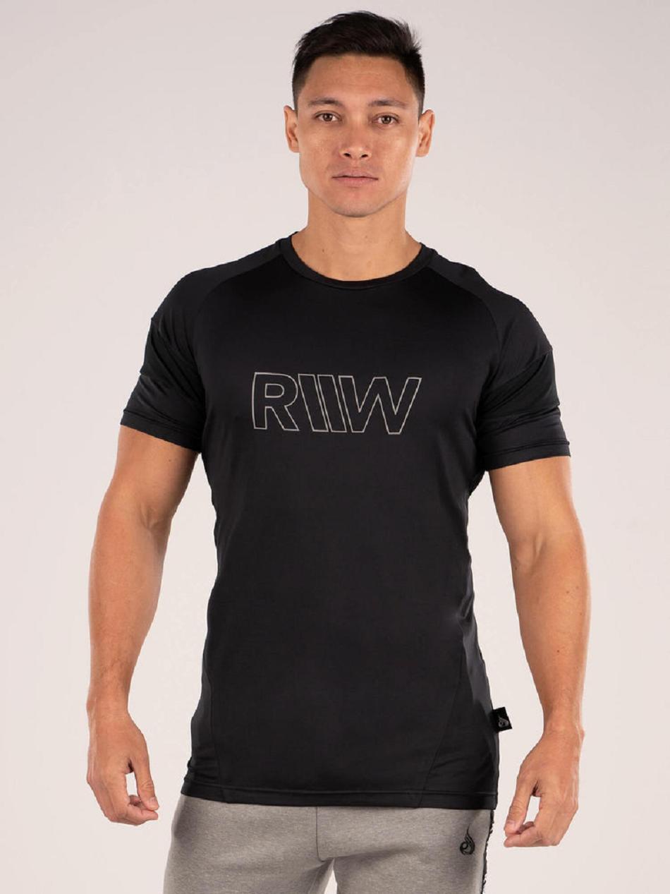 Black Men's Ryderwear Shield T-Shirt Top | 85NG99995