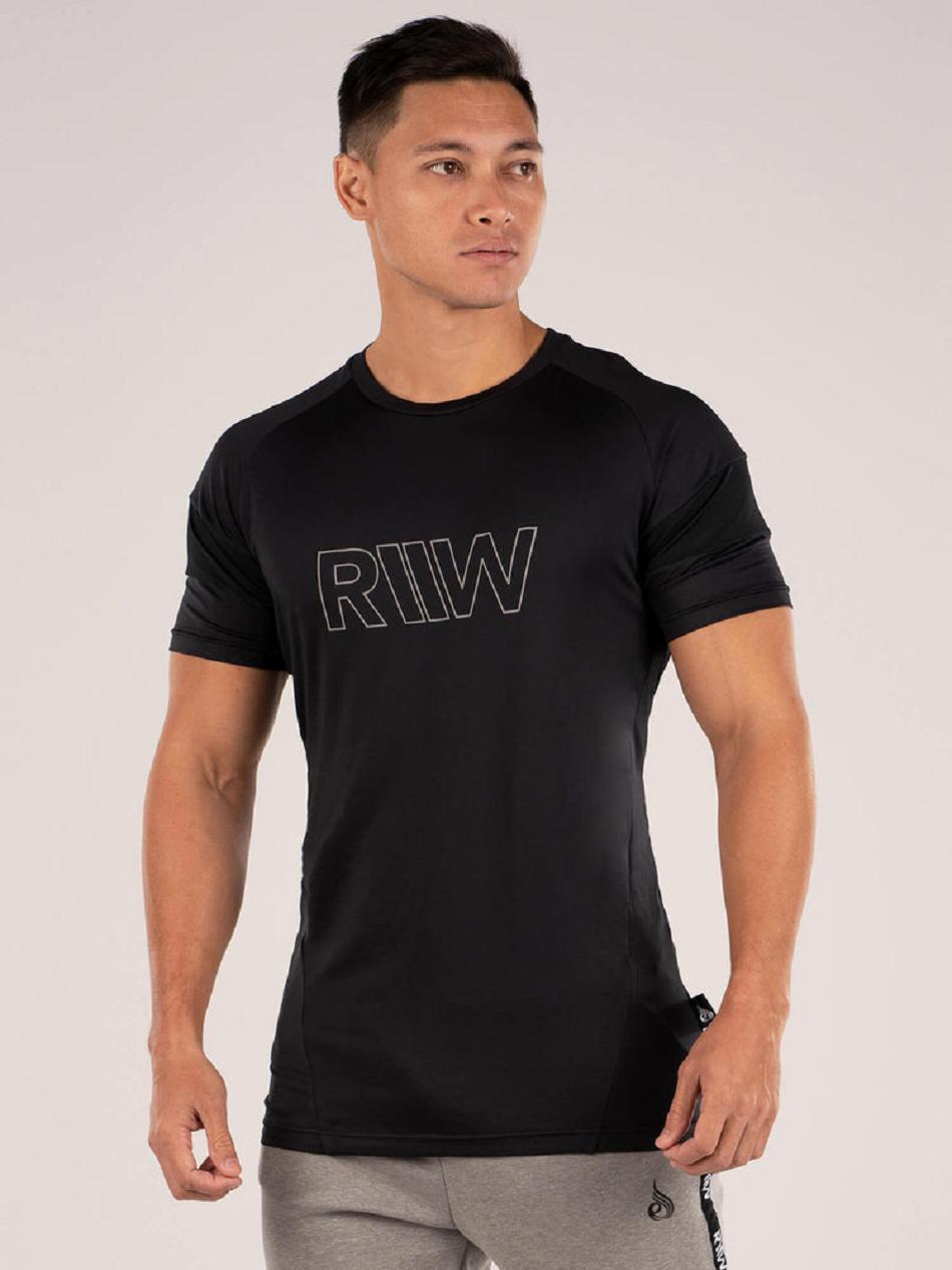 Black Men's Ryderwear Shield T-Shirt Top | 85NG99995