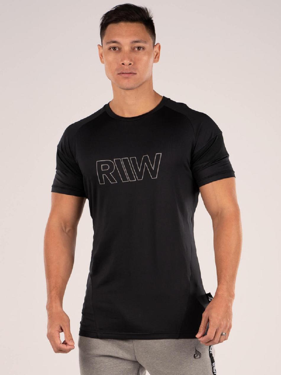 Black Men\'s Ryderwear Shield T-Shirt Top | 85NG99995