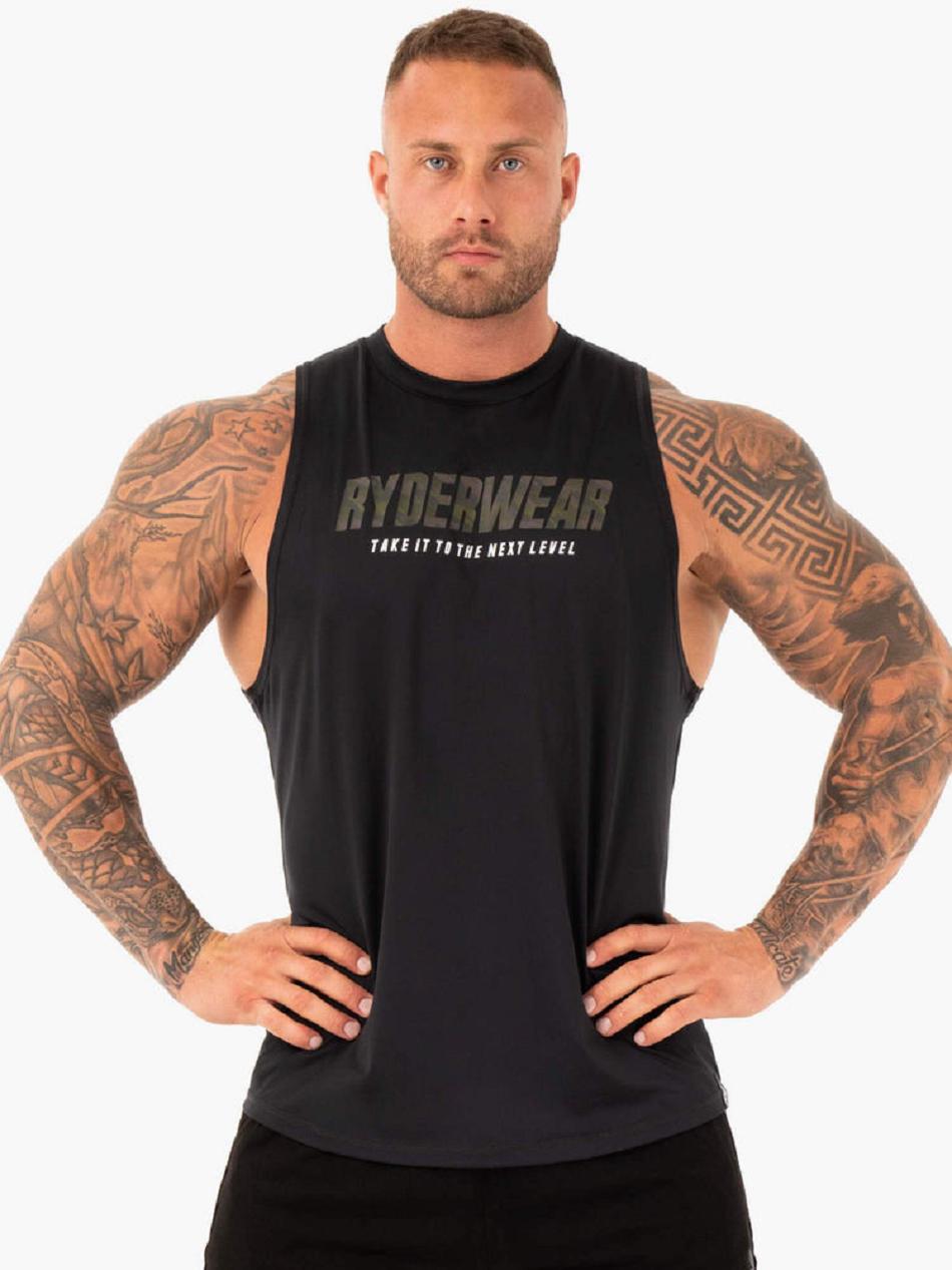 Black Men\'s Ryderwear Strength Baller Tank Top | 67U8364040