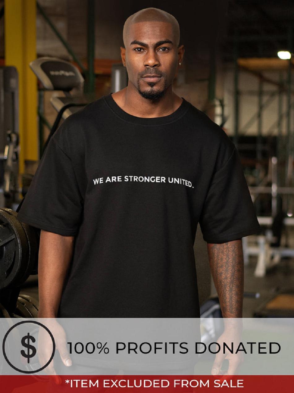 Black Men\'s Ryderwear Stronger United Oversized T-Shirt Top | 140T78903