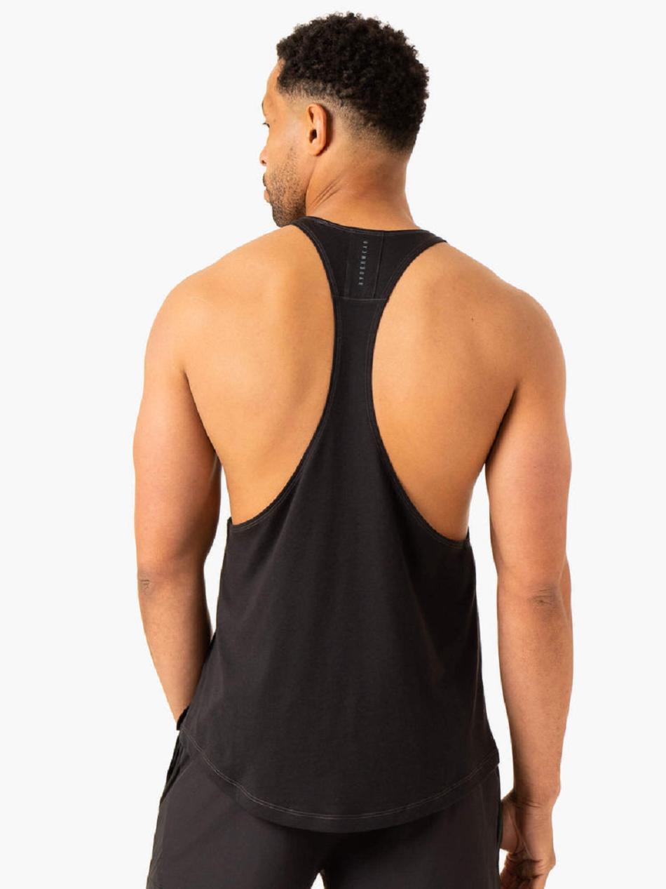 Black Men's Ryderwear Vital Stringer T-Back Tanks | 644Y69498