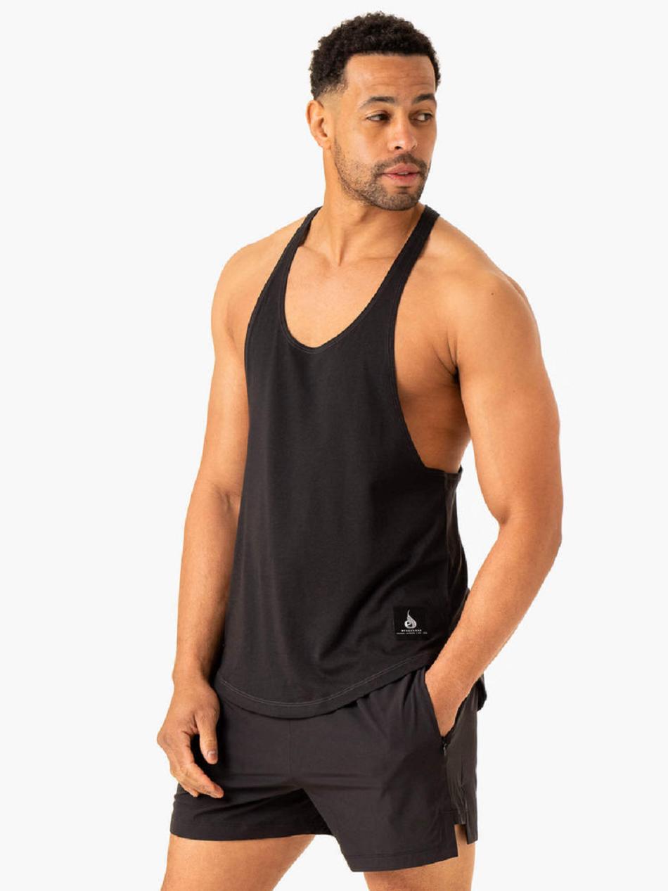 Black Men's Ryderwear Vital Stringer T-Back Tanks | 644Y69498