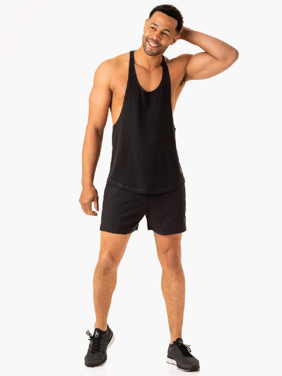 Black Men's Ryderwear Vital Stringer T-Back Tanks | 644Y69498