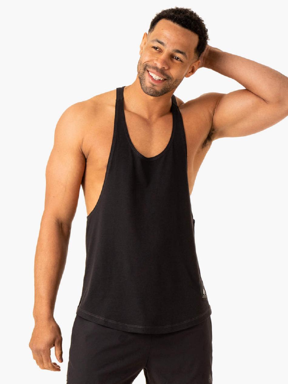 Black Men\'s Ryderwear Vital Stringer T-Back Tanks | 644Y69498