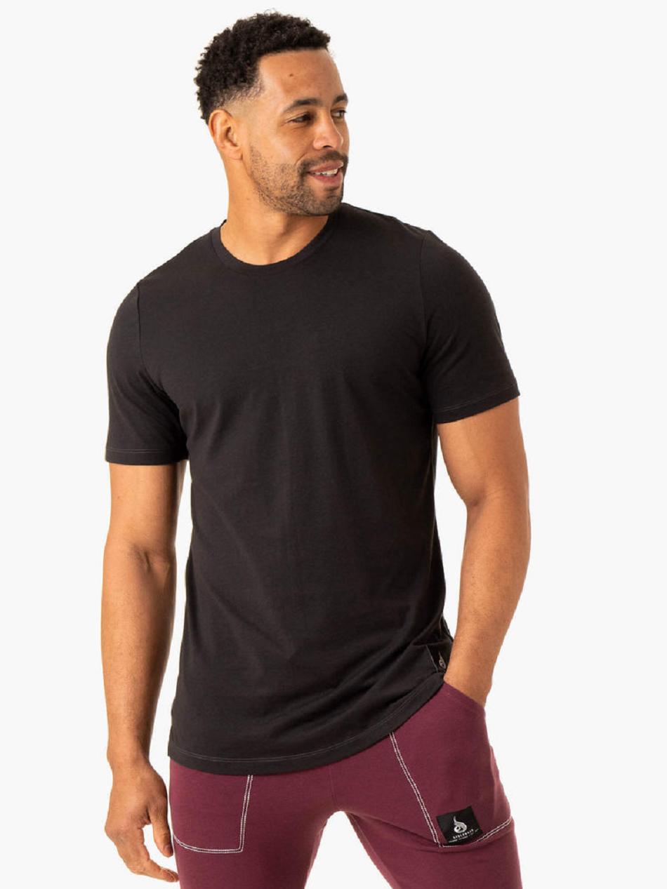 Black Men\'s Ryderwear Vital T-Shirt Active Lounge | 146Y96649