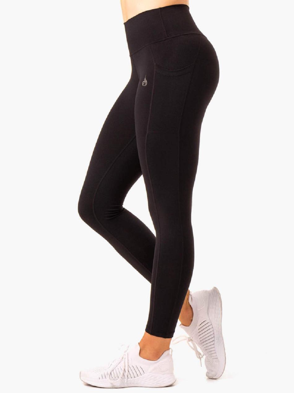 Black Women's Ryderwear Action High Waisted Pocket Leggings | 42YH63890