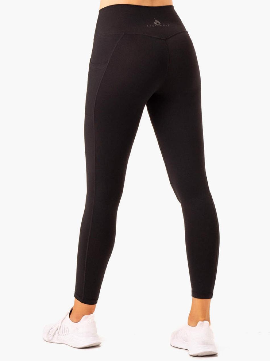 Black Women's Ryderwear Action High Waisted Pocket Leggings | 42YH63890