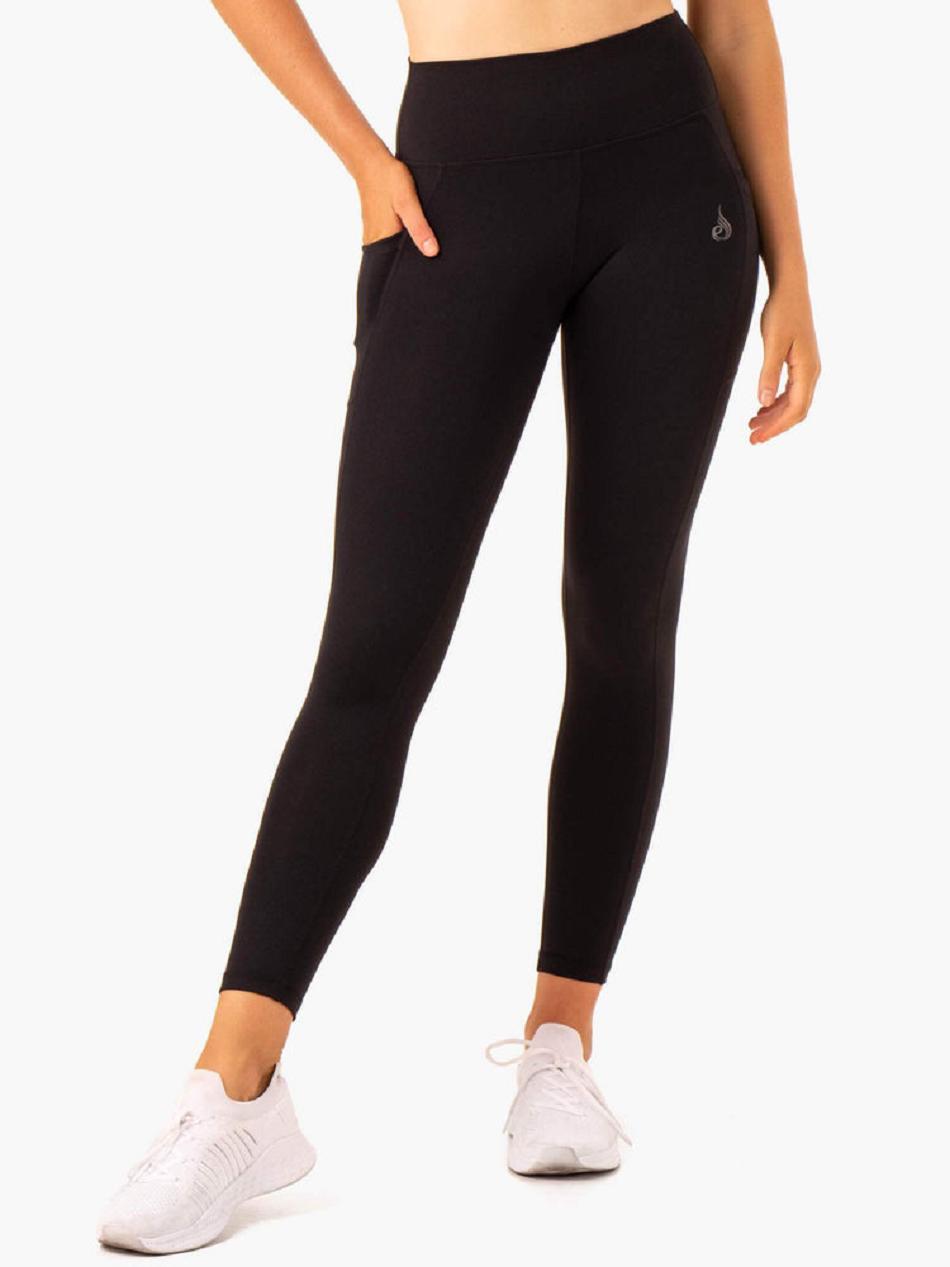 Black Women\'s Ryderwear Action High Waisted Pocket Leggings | 42YH63890