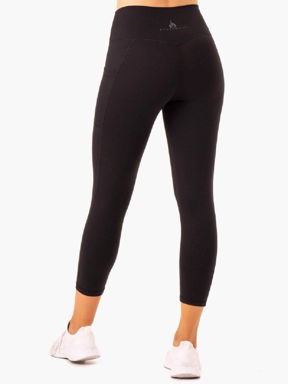 Black Women's Ryderwear Action High Waisted 7/8 Pocket Leggings | TNTY65405