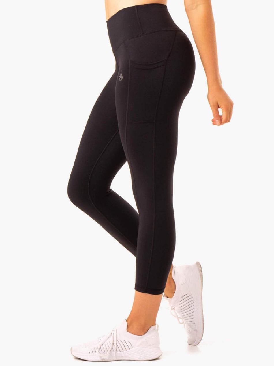 Black Women's Ryderwear Action High Waisted 7/8 Pocket Leggings | TNTY65405