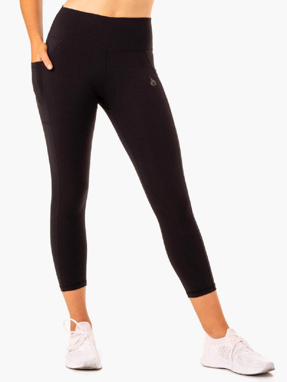 Black Women\'s Ryderwear Action High Waisted 7/8 Pocket Leggings | TNTY65405