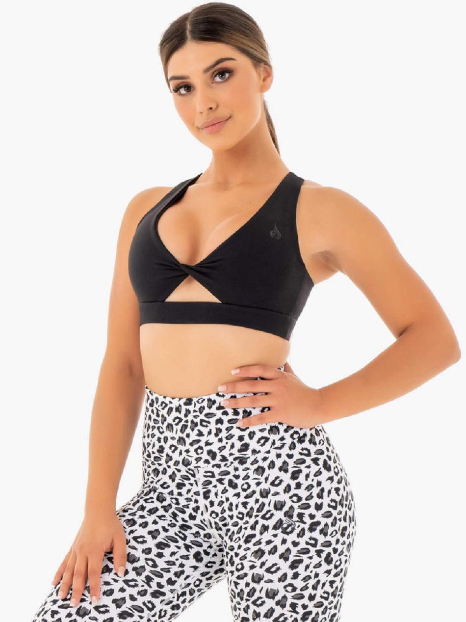 Black Women's Ryderwear Adapt Twist Sports Bras | DF5693747