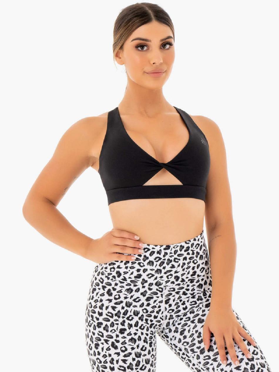 Black Women's Ryderwear Adapt Twist Sports Bras | DF5693747