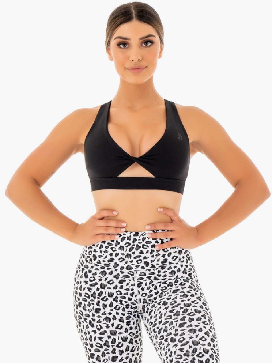 Black Women\'s Ryderwear Adapt Twist Sports Bras | DF5693747