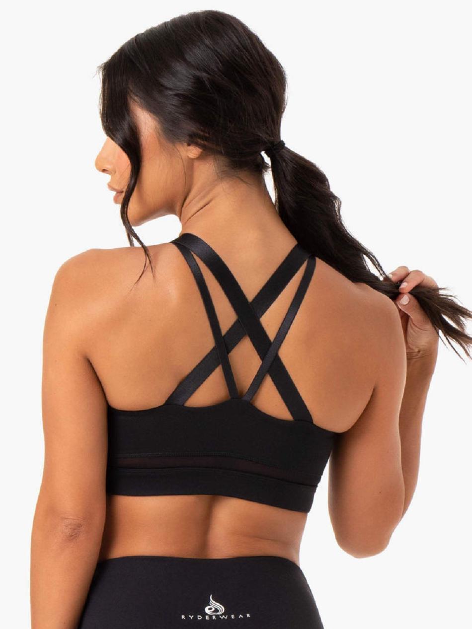 Black Women's Ryderwear Amazon Mesh Sports Bras | G5B88454