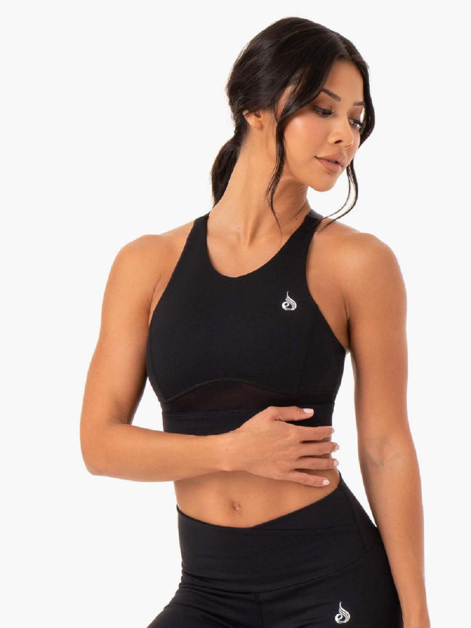 Black Women's Ryderwear Amazon Mesh Sports Bras | G5B88454