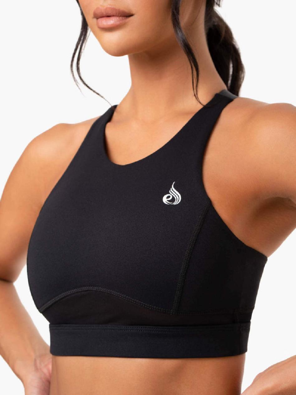 Black Women's Ryderwear Amazon Mesh Sports Bras | G5B88454