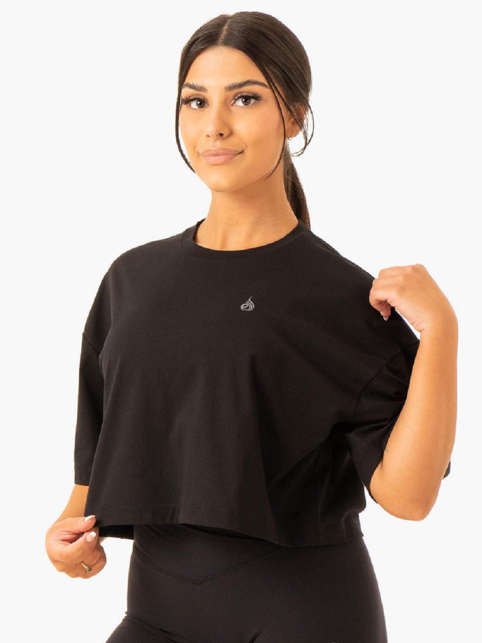 Black Women's Ryderwear Balance Oversized T-shirt | 142G63822