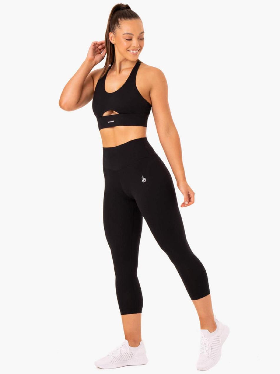 Black Women's Ryderwear Base 7/8 High Waisted Leggings | 103J66308