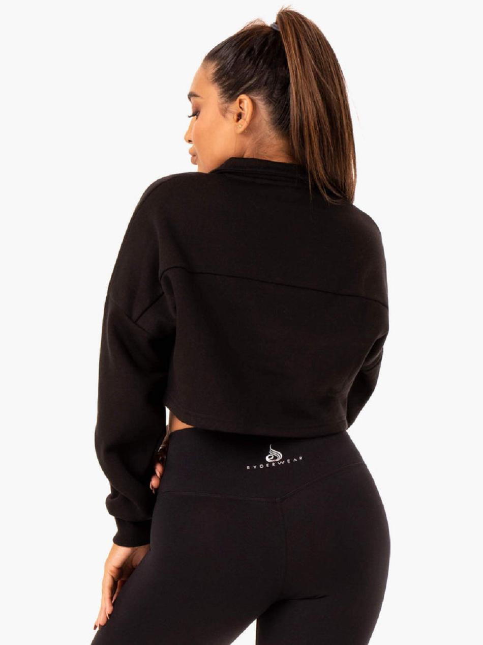 Black Women's Ryderwear Base Half Zip Jumper Top | FG5917135