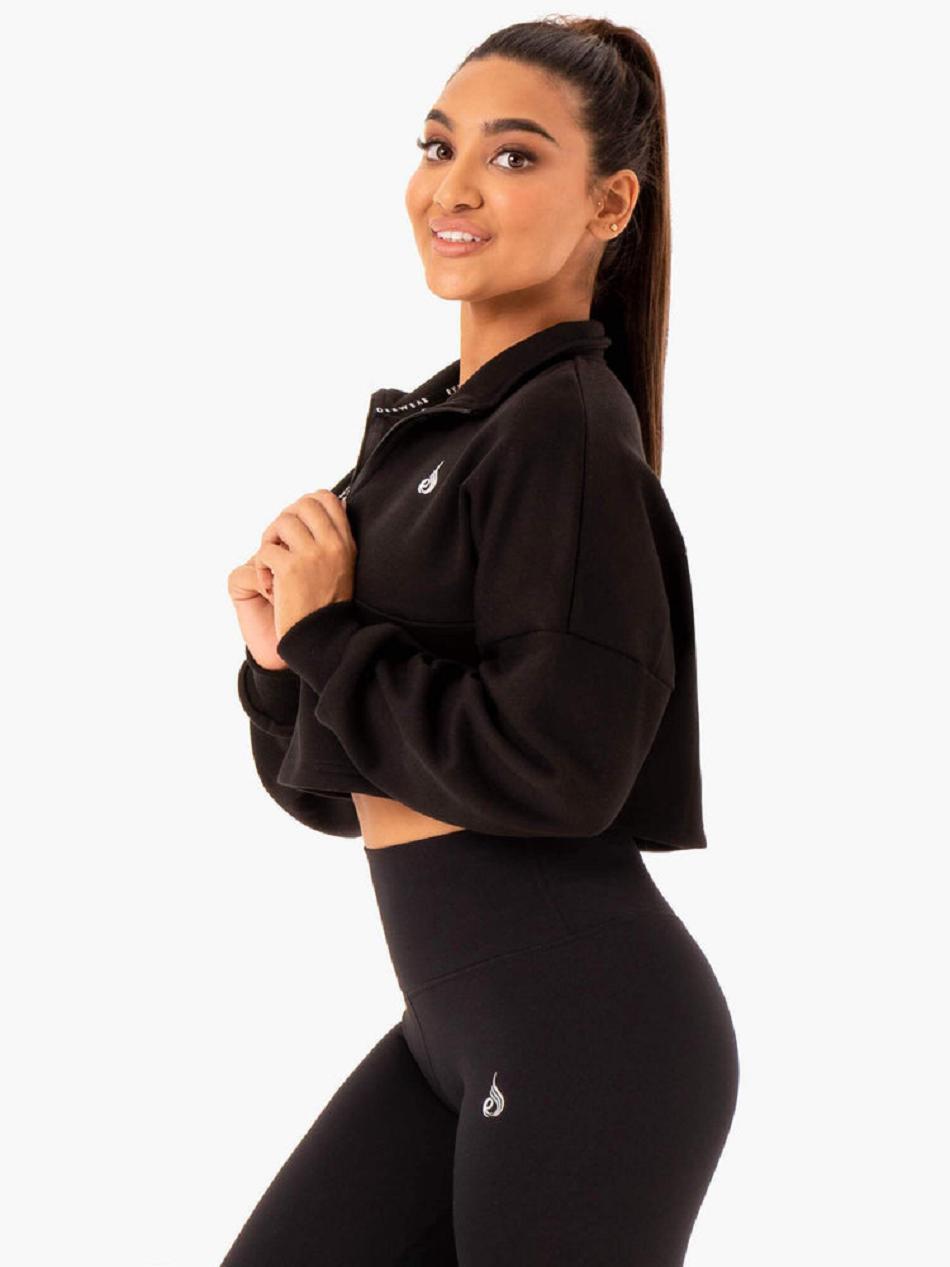 Black Women's Ryderwear Base Half Zip Jumper Top | FG5917135